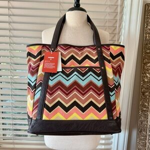 Missoni Brown and Yellow Chevron Tote Bag